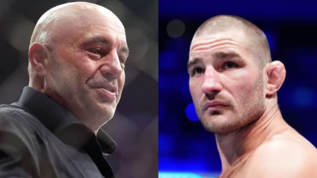Joe Rogan and UFC middleweight champion Sean Strickland